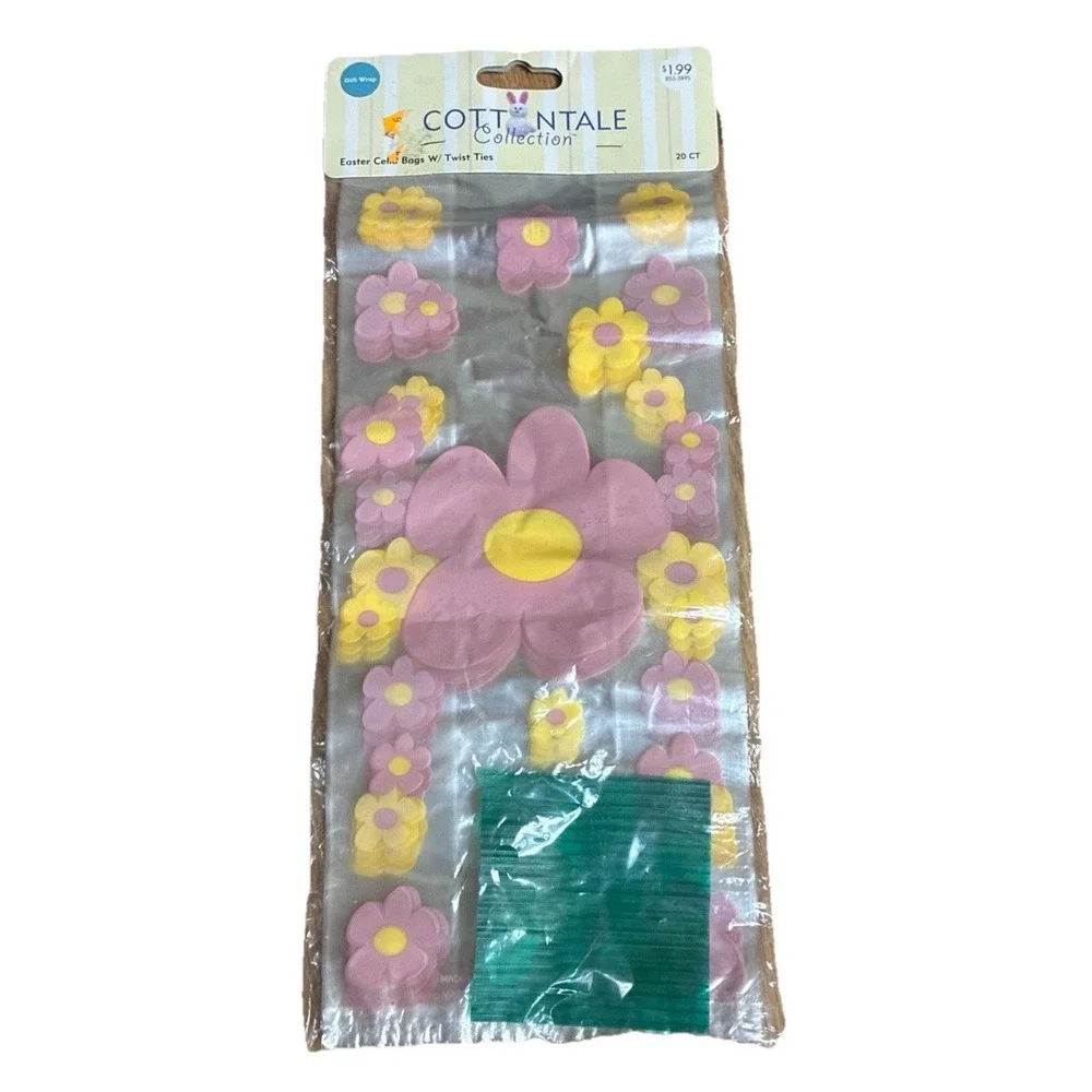 Vintage Easter Party Favor Bags Cottontale Collection Clear Floral‎ 20pc NEW